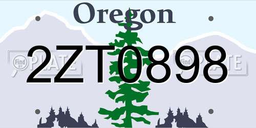 2ZT0898 Oregon License Plate