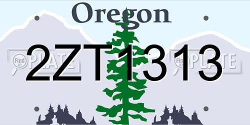 2ZT1313 Oregon License Plate