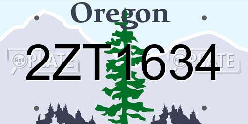 2ZT1634 Oregon License Plate