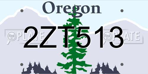 2ZT513 Oregon License Plate
