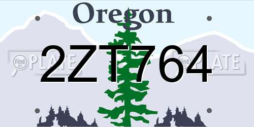 2ZT764 Oregon License Plate