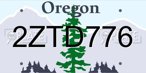 2ZTD776 Oregon License Plate