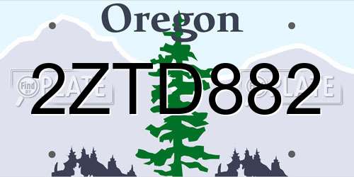 2ZTD882 Oregon License Plate