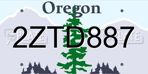 2ZTD887 Oregon License Plate