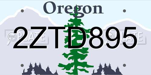 2ZTD895 Oregon License Plate