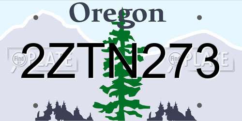 2ZTN273 Oregon License Plate
