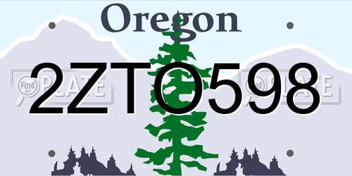 2ZTO598 Oregon License Plate