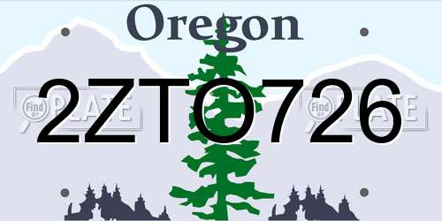 2ZTO726 Oregon License Plate