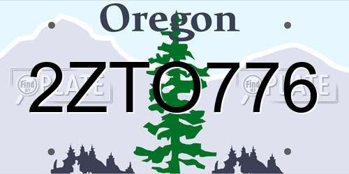 2ZTO776 Oregon License Plate