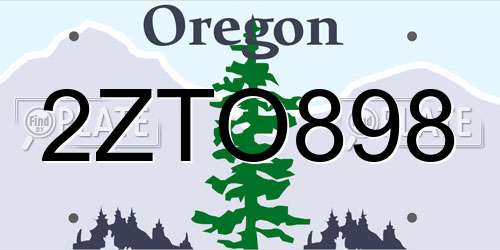 2ZTO898 Oregon License Plate