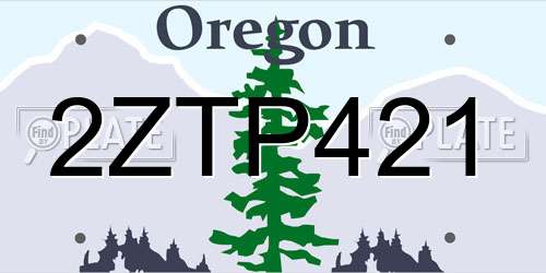 2ZTP421 Oregon License Plate