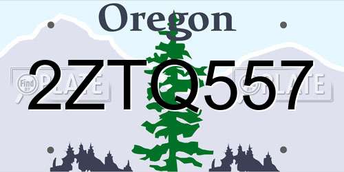 2ZTQ557 Oregon License Plate