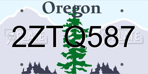 2ZTQ587 Oregon License Plate