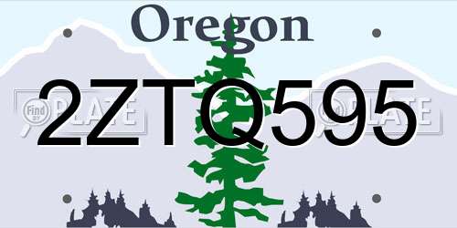 2ZTQ595 Oregon License Plate