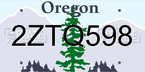 2ZTQ598 Oregon License Plate