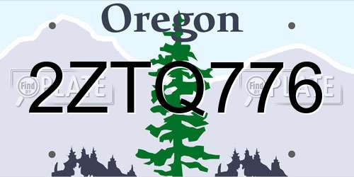 2ZTQ776 Oregon License Plate