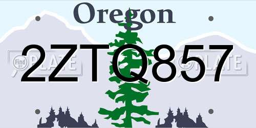 2ZTQ857 Oregon License Plate