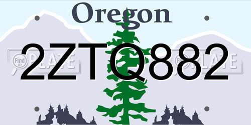 2ZTQ882 Oregon License Plate