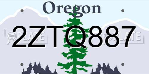2ZTQ887 Oregon License Plate