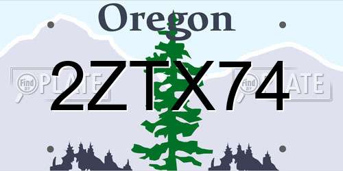 2ZTX74 Oregon License Plate