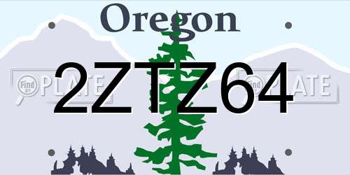 2ZTZ64 Oregon License Plate