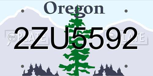 2ZU5592 Oregon License Plate