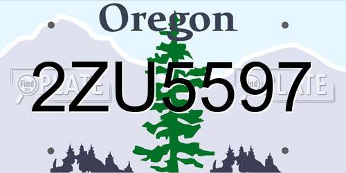 2ZU5597 Oregon License Plate