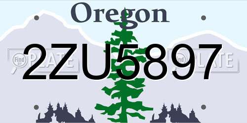 2ZU5897 Oregon License Plate