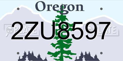 2ZU8597 Oregon License Plate