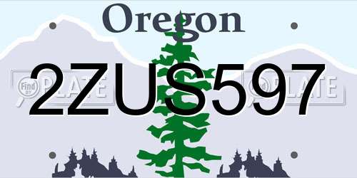 2ZUS597 Oregon License Plate