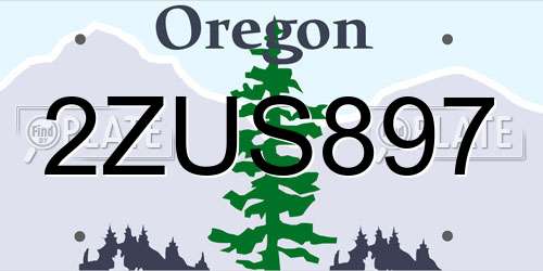 2ZUS897 Oregon License Plate