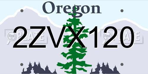 2ZVX120 Oregon License Plate