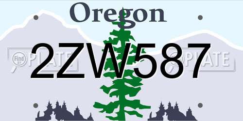 2ZW587 Oregon License Plate
