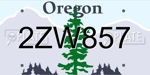 2ZW857 Oregon License Plate