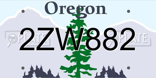 2ZW882 Oregon License Plate
