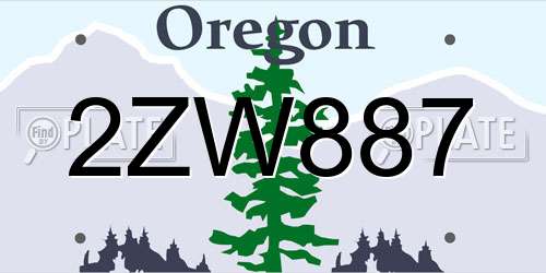 2ZW887 Oregon License Plate