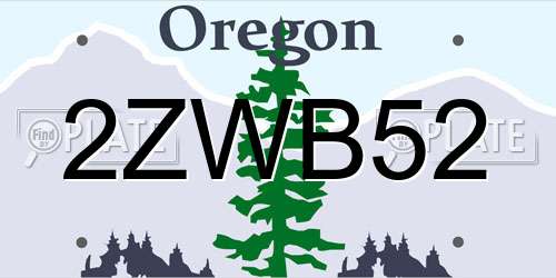 2ZWB52 Oregon License Plate
