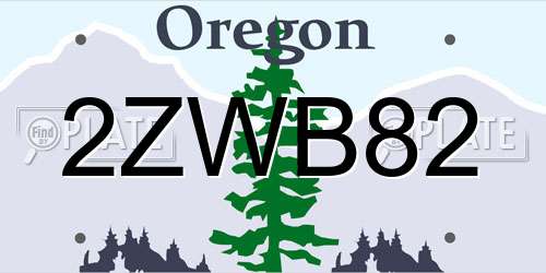 2ZWB82 Oregon License Plate