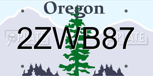 2ZWB87 Oregon License Plate