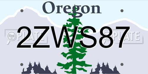 2ZWS87 Oregon License Plate