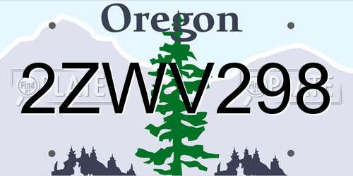 2ZWV298 Oregon License Plate