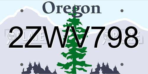 2ZWV798 Oregon License Plate