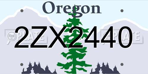 2ZX2440 Oregon License Plate