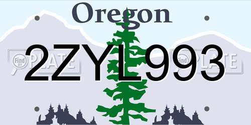 2ZYL993 Oregon License Plate