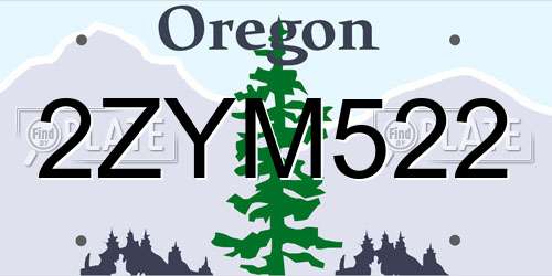 2ZYM522 Oregon License Plate