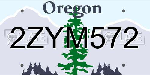 2ZYM572 Oregon License Plate