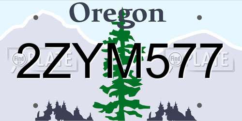 2ZYM577 Oregon License Plate