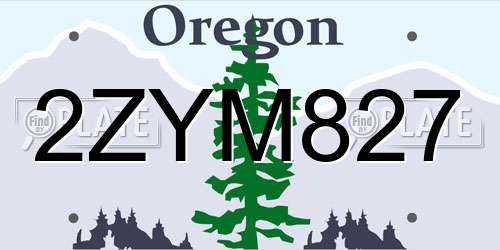 2ZYM827 Oregon License Plate