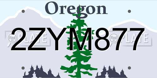 2ZYM877 Oregon License Plate