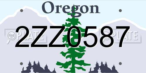 2ZZ0587 Oregon License Plate